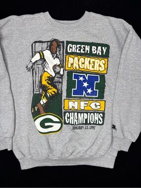 Vintage Green Bay Packers 1997 NFL NFC Champions Starter Crewneck Adult Large